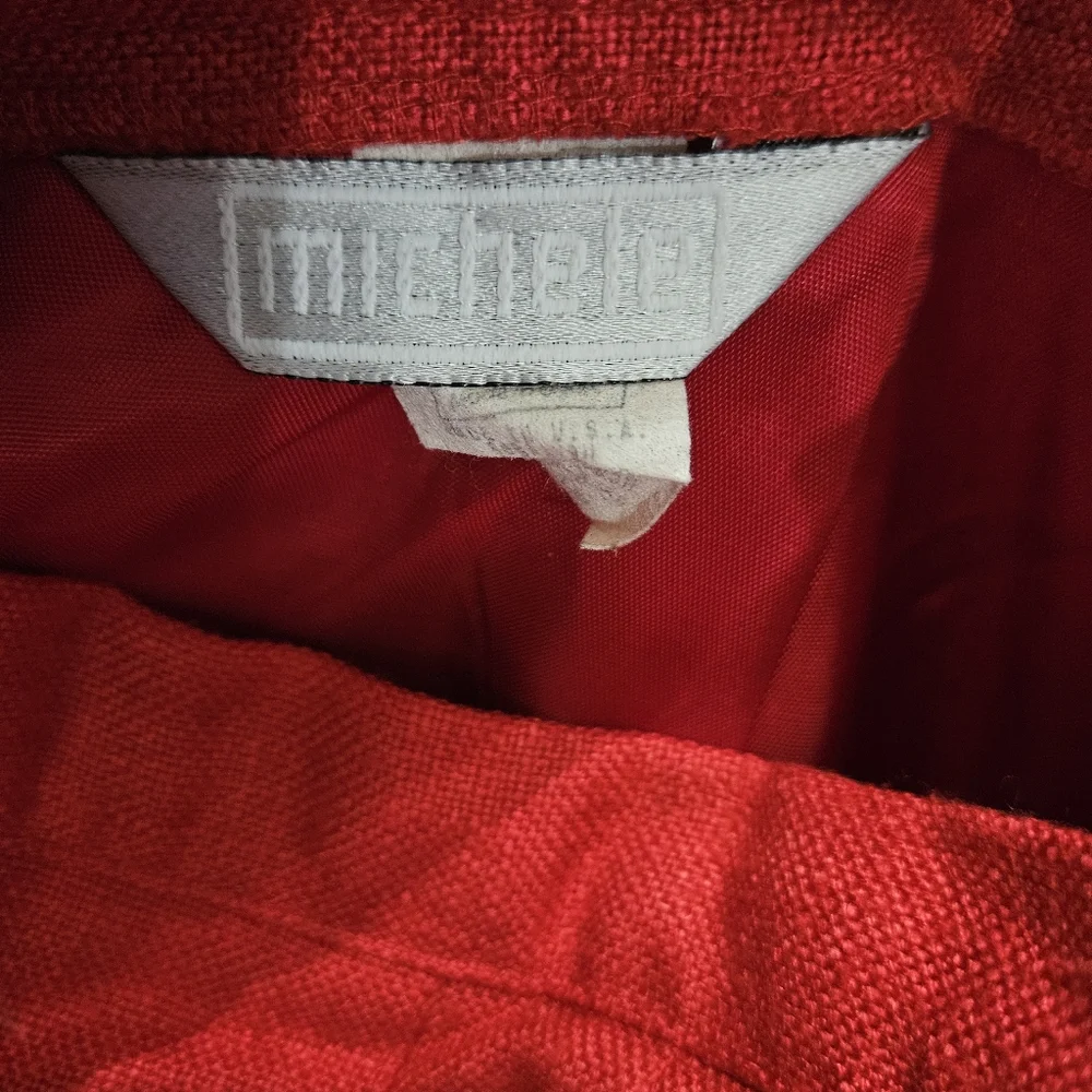 Michele Tomato Red Linen Vintage Classic Skirt Sz 16